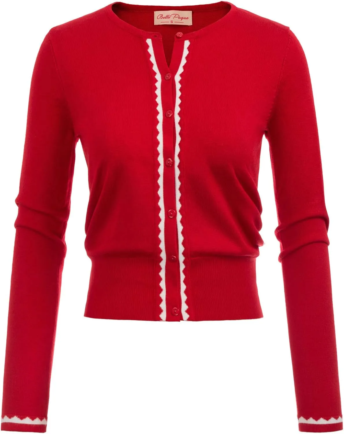 Women's Cardigan Sweater Color Block Long Sleeve Crew Neck Knit Cardigan Trendy Cropped Cardigan Shrug