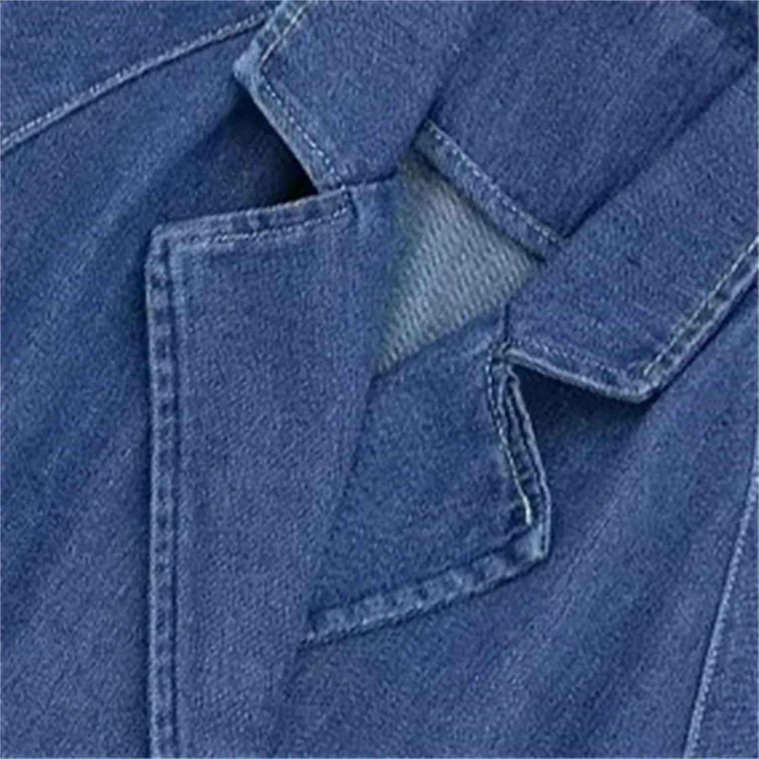 Women's Casual Lapel Short Denim Trench Jacket Cropped Pea Coat Crop Long Sleeve Jean Jackets Coats Outwear with Belt