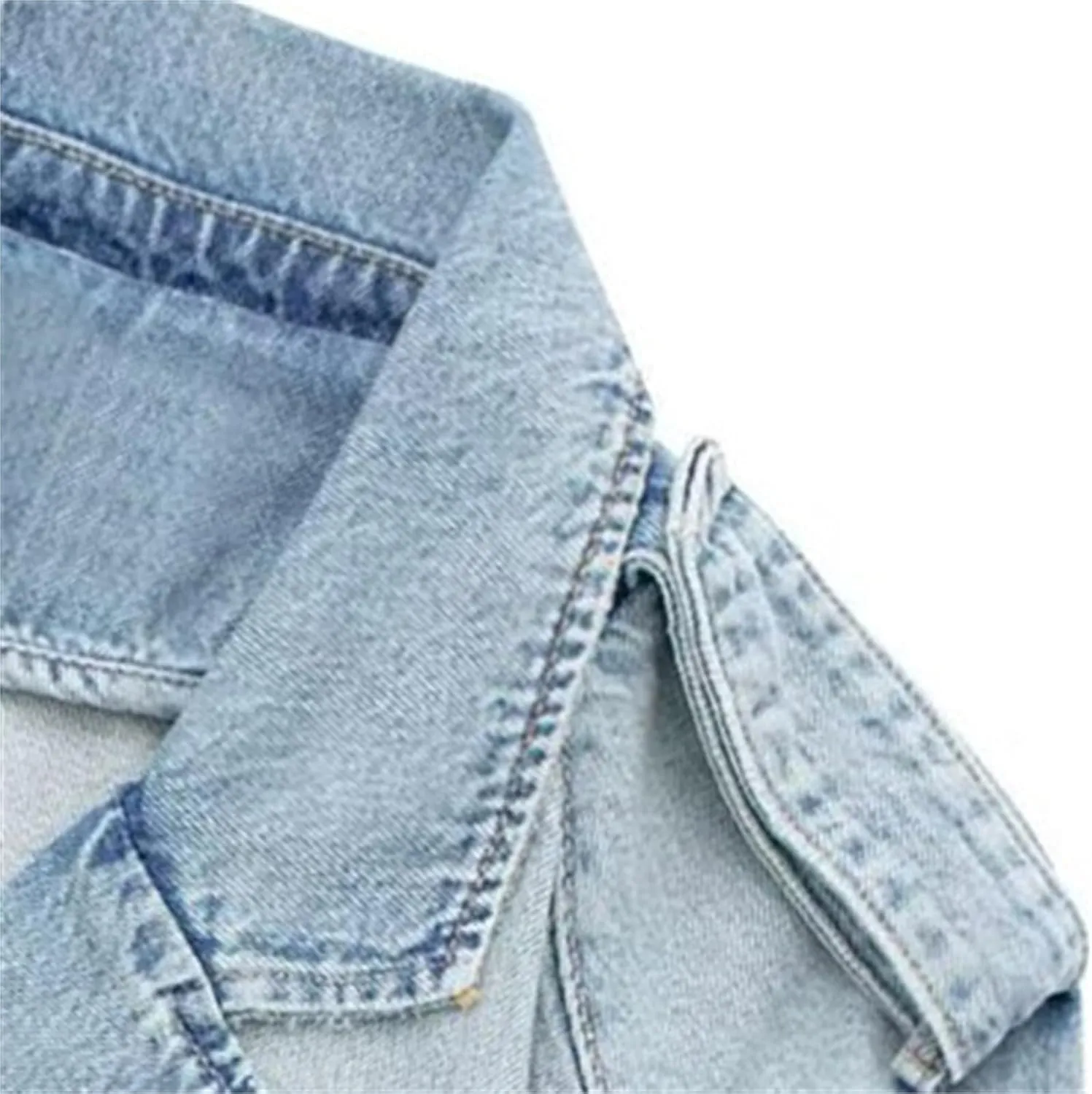 Women's Casual Lapel Short Denim Trench Jacket Cropped Pea Coat Crop Long Sleeve Jean Jackets Coats Outwear with Belt
