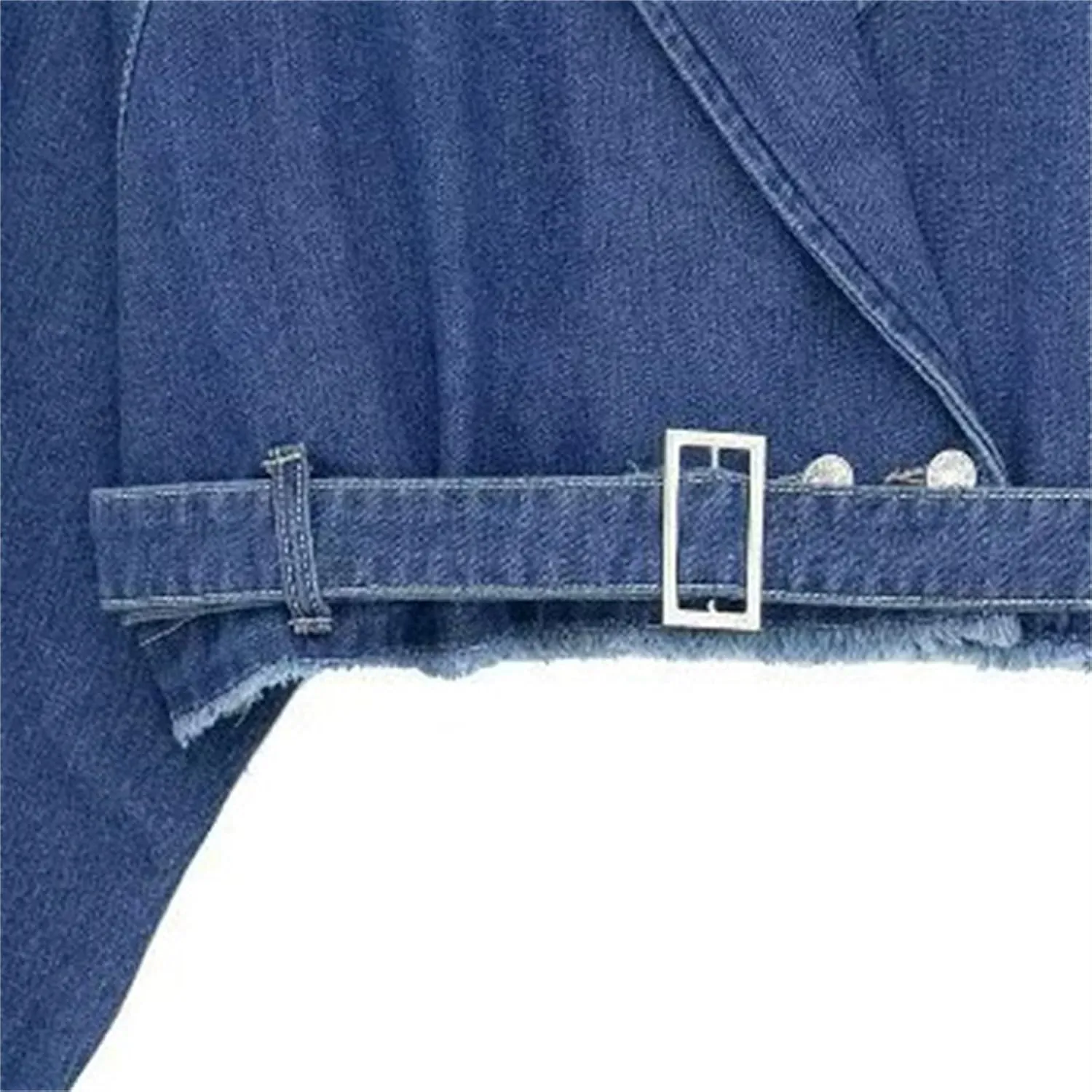 Women's Casual Lapel Short Denim Trench Jacket Cropped Pea Coat Crop Long Sleeve Jean Jackets Coats Outwear with Belt