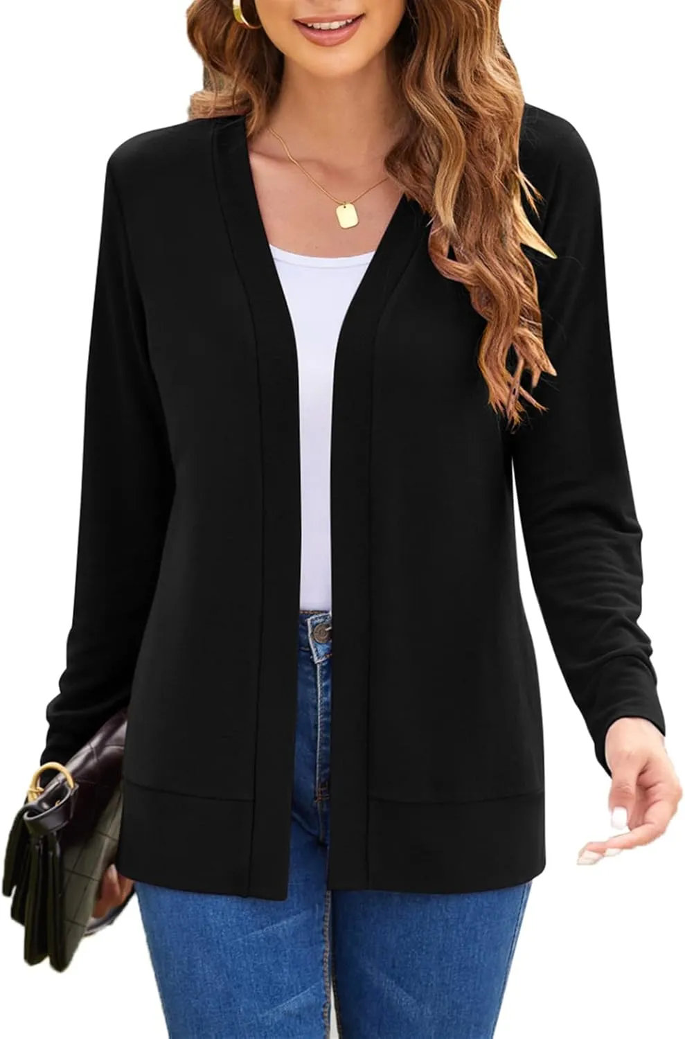 Womens Casual Lightweight Long Sleeve Cardigan Flowy Soft Open Front Knit Cardigan Sweaters
