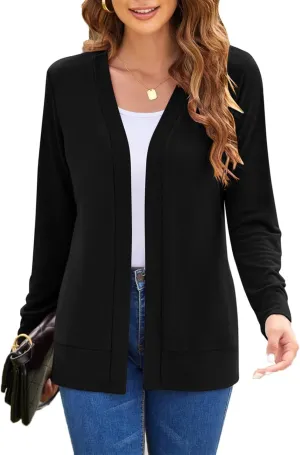 Womens Casual Lightweight Long Sleeve Cardigan Flowy Soft Open Front Knit Cardigan Sweaters