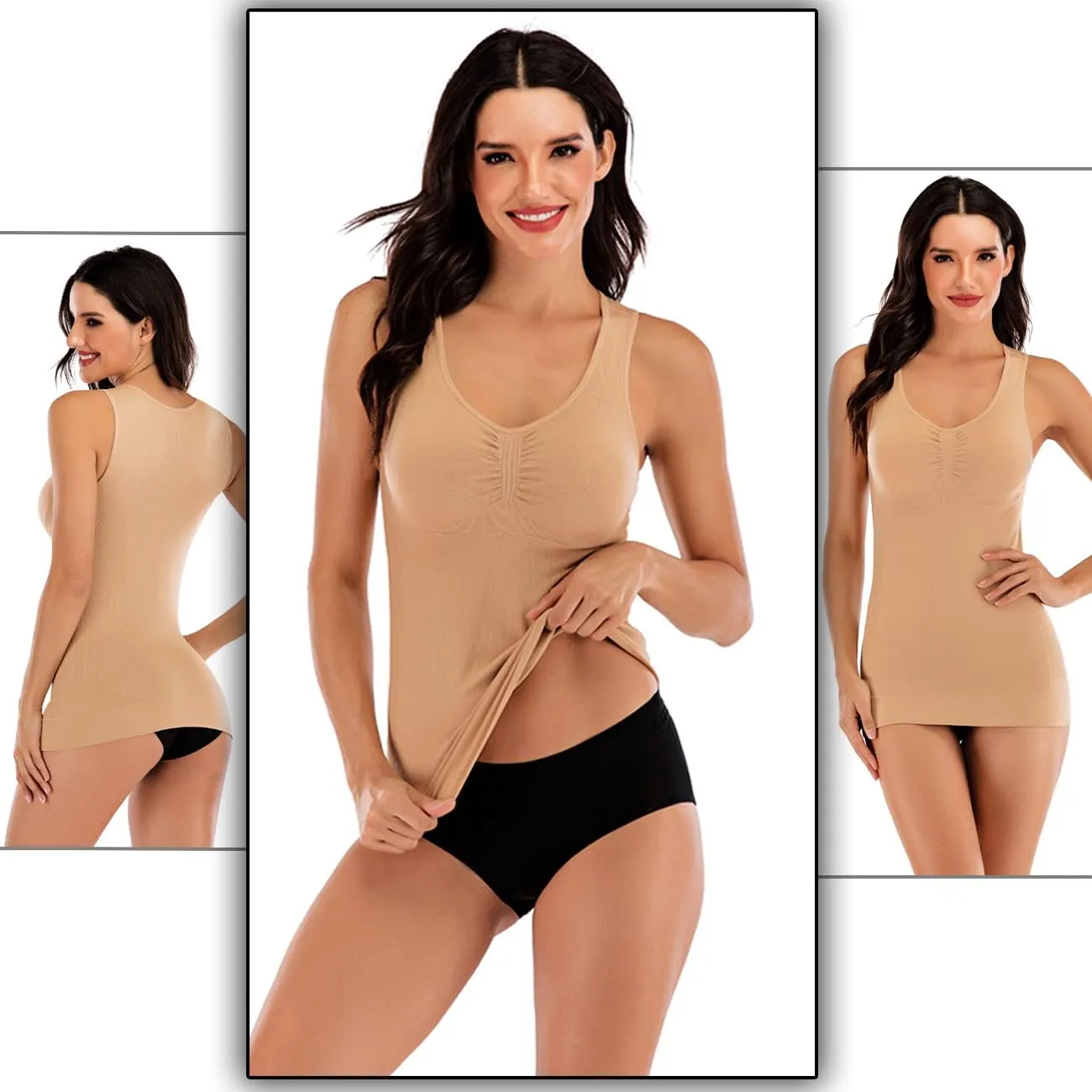 Women's Compression Camisole with Built in Removable Bra Pads Body Shaper Tank Top