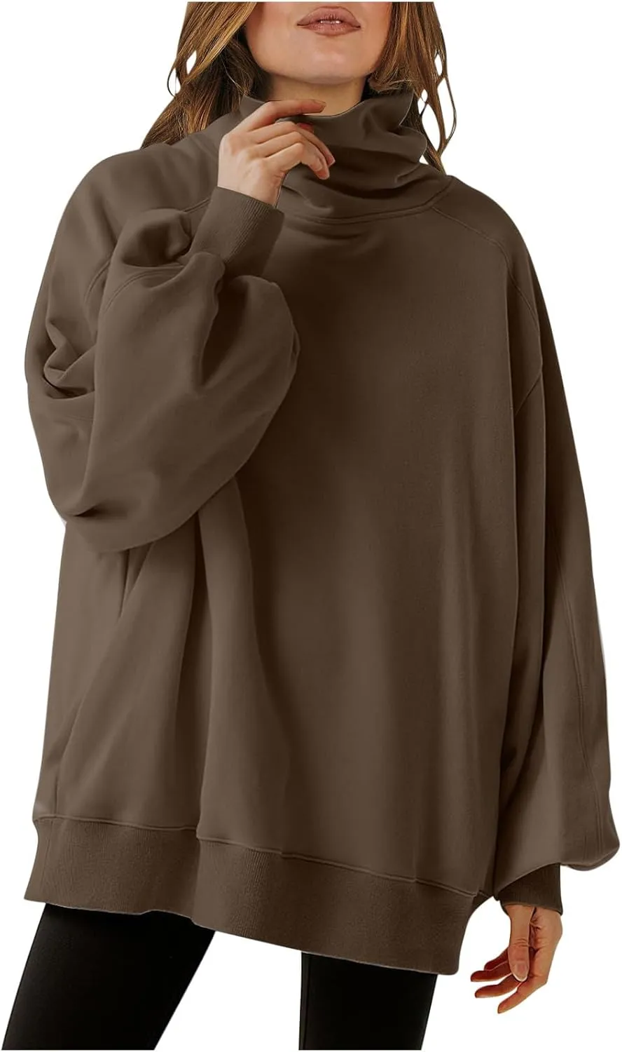 Womens Cute Oversized Hoodies Trendy High Neck Pullover Shirts Teen Girls Preppy Sweatshirts Fall Winter Clothes 2024