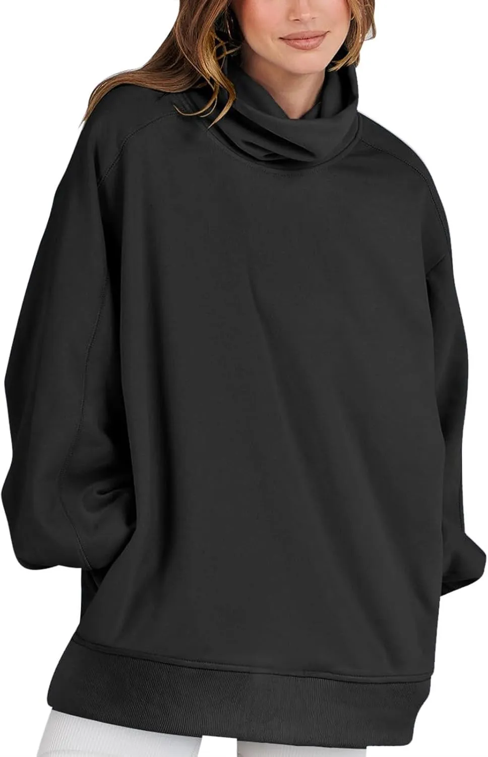 Womens Cute Oversized Hoodies Trendy High Neck Pullover Shirts Teen Girls Preppy Sweatshirts Fall Winter Clothes 2024