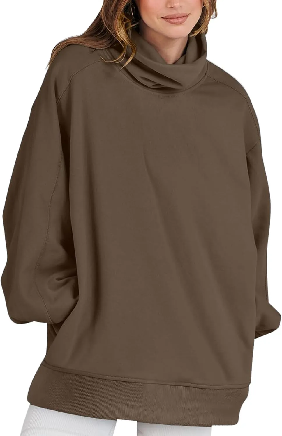 Womens Cute Oversized Hoodies Trendy High Neck Pullover Shirts Teen Girls Preppy Sweatshirts Fall Winter Clothes 2024