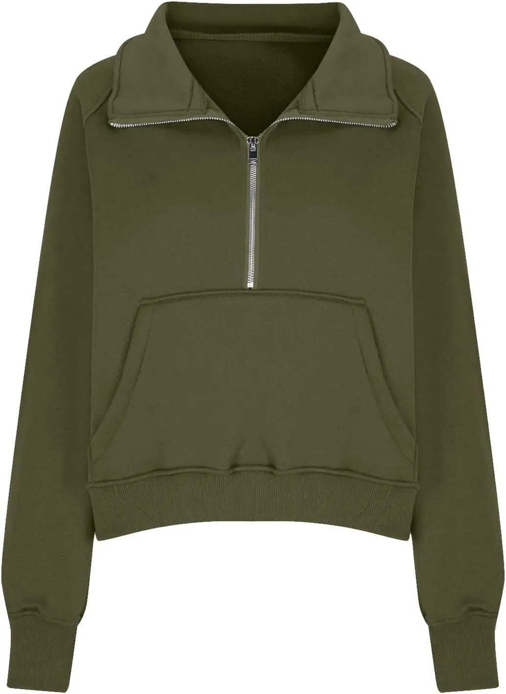 Womens Half Zip Pullover Cropped Oversized Sweatshirt Y2k Fleece Sweater Stand Collar Preppy Clothes with Thumb Holes