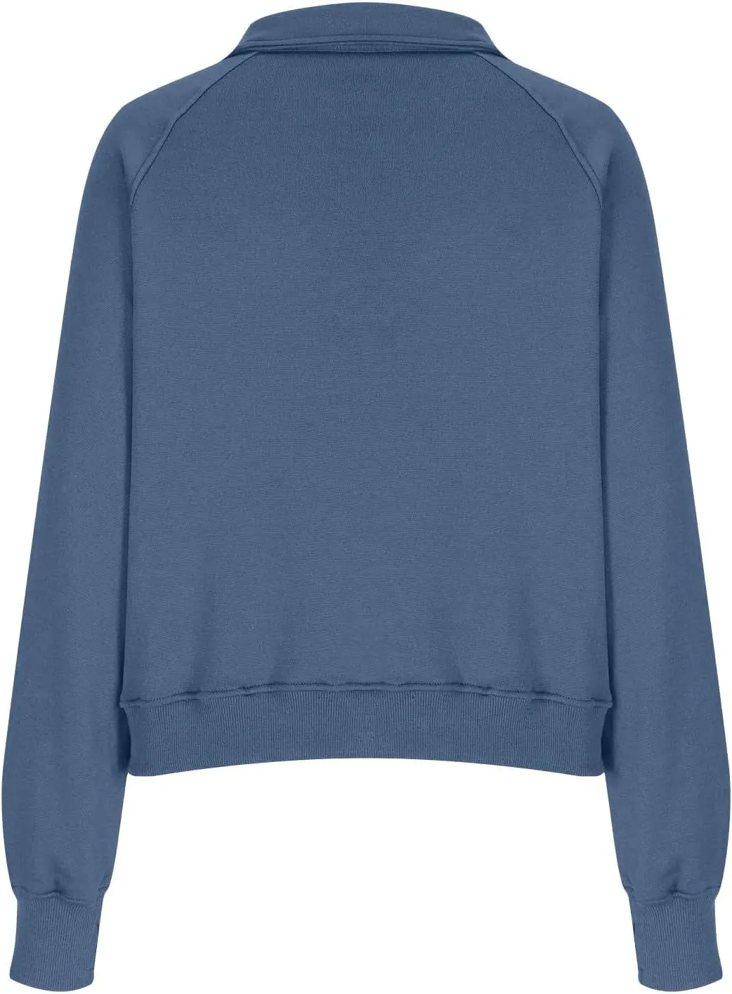 Womens Half Zip Pullover Cropped Oversized Sweatshirt Y2k Fleece Sweater Stand Collar Preppy Clothes with Thumb Holes