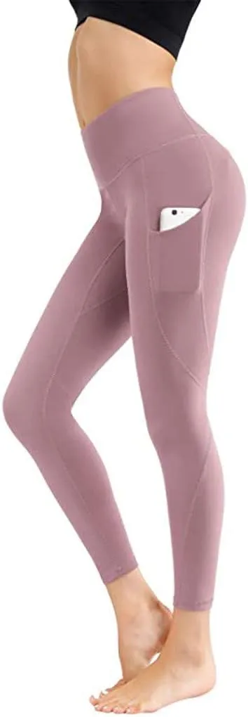 Women's High Waist Yoga Pants with Pockets, Tummy Control Leggings, Workout 4 Way Stretch Plain Yoga Leggings 2025