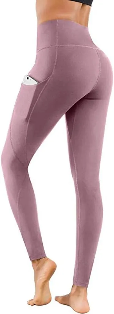 Women's High Waist Yoga Pants with Pockets, Tummy Control Leggings, Workout 4 Way Stretch Plain Yoga Leggings 2025