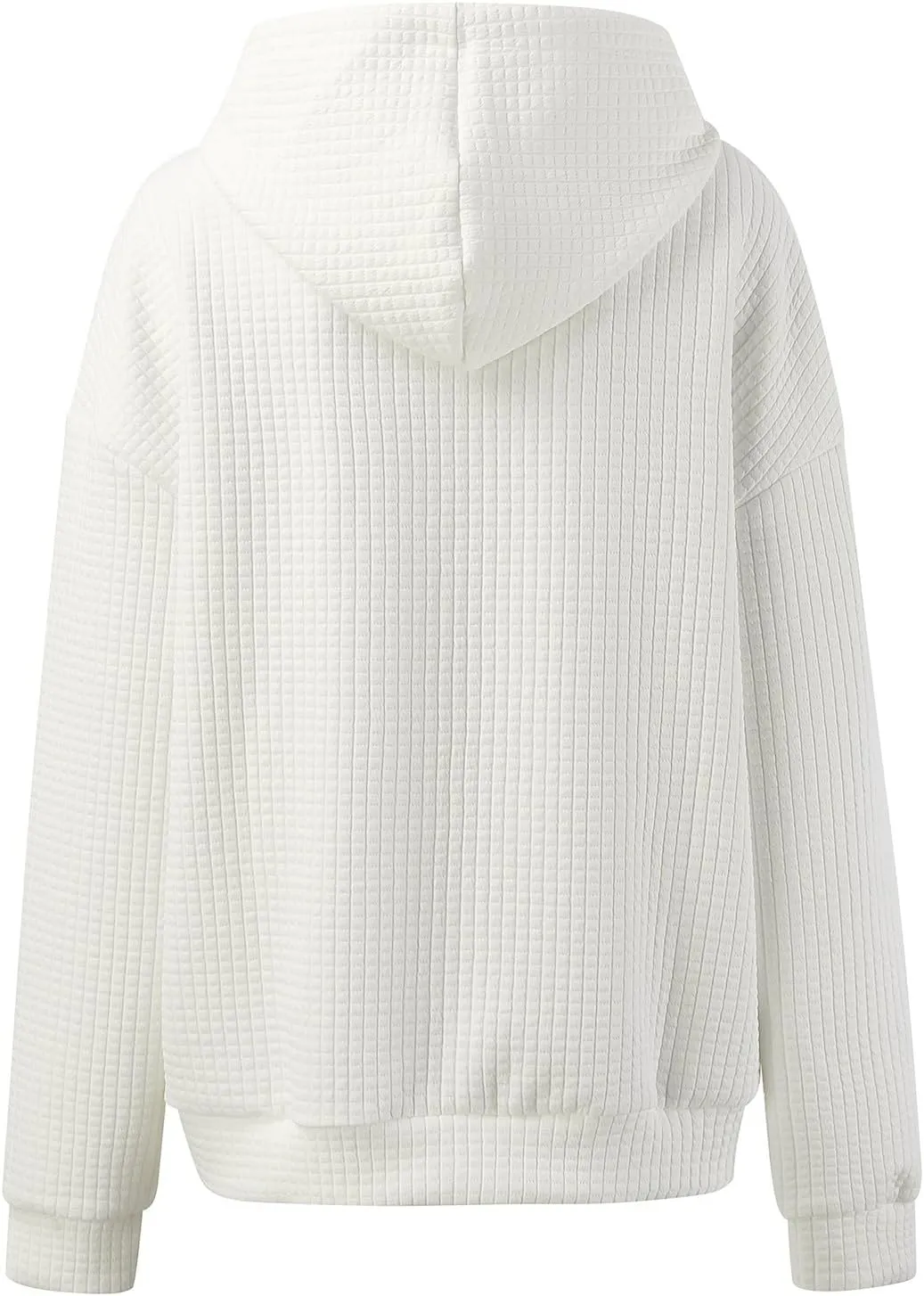 Womens Hoodies Casual Long Sleeve Waffle Knit Hooded Sweatshirts Solid Color Drawstring Pullover Sweaters Warm Tops