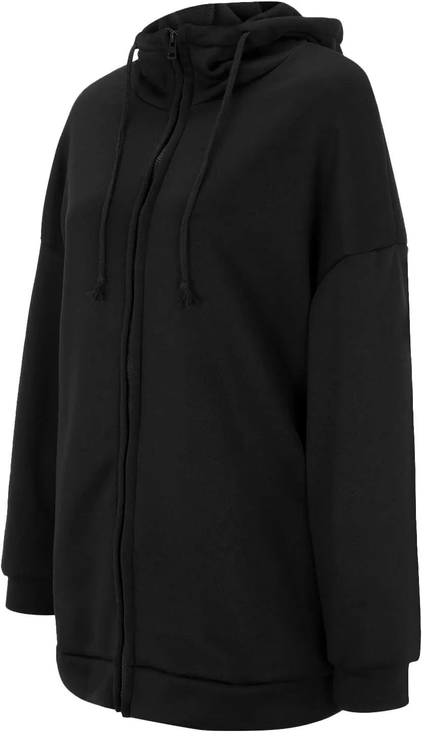 Womens Hoodies Fashion Sweatshirts Full Zip Up Winter Fleece Pullover Hoodies Fall Long Jackets with Pockets