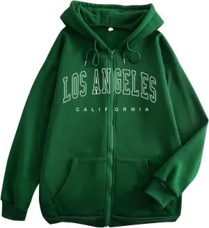 Women's Hoodies for Teen Girls Fall Jacket Oversized Sweatshirts Casual Drawstring Zip up Y2k Hoodie with Pocket