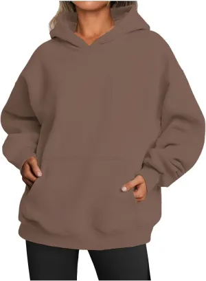 Womens Hoodies Oversized Sweatshirts Casual Fleece Hooded Pullover Sweaters Long Sleeve Fall Winter Y2K Outfits Tops