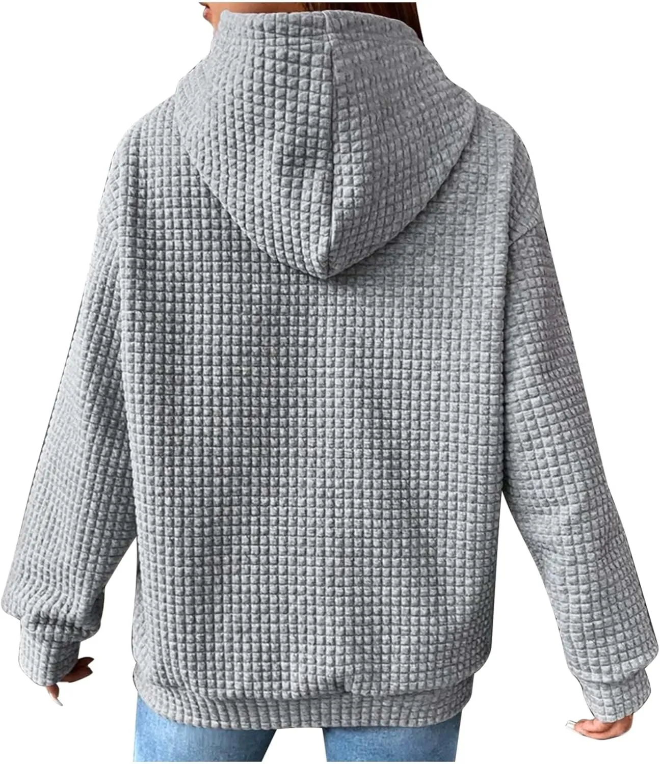 Womens Hoodies Waffle Hooded Sweatshirt Long Sleeve Casual Loose Fit Pullover Tops 2024 Fall Fashion with Pocket
