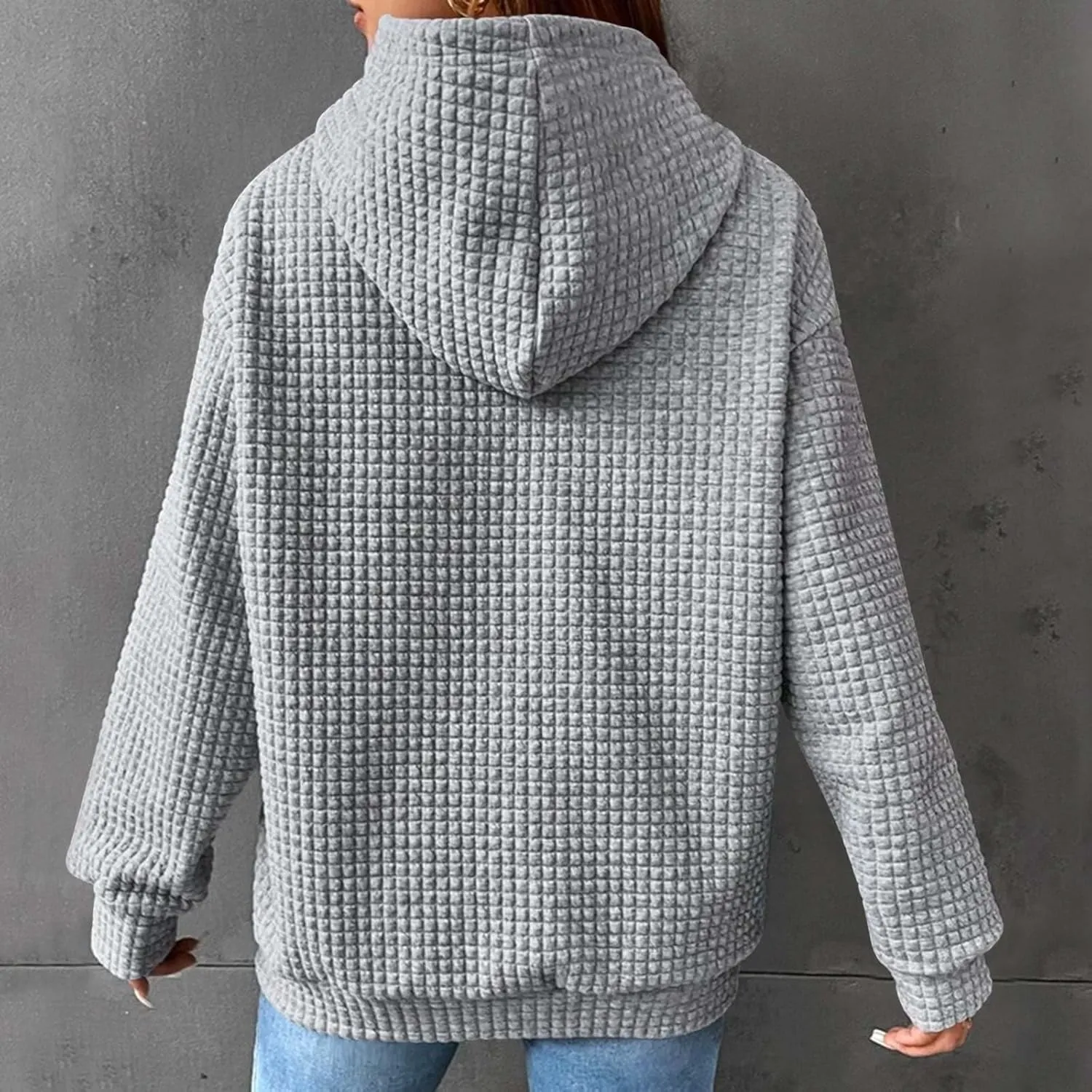 Womens Hoodies Waffle Hooded Sweatshirt Long Sleeve Casual Loose Fit Pullover Tops 2024 Fall Fashion with Pocket