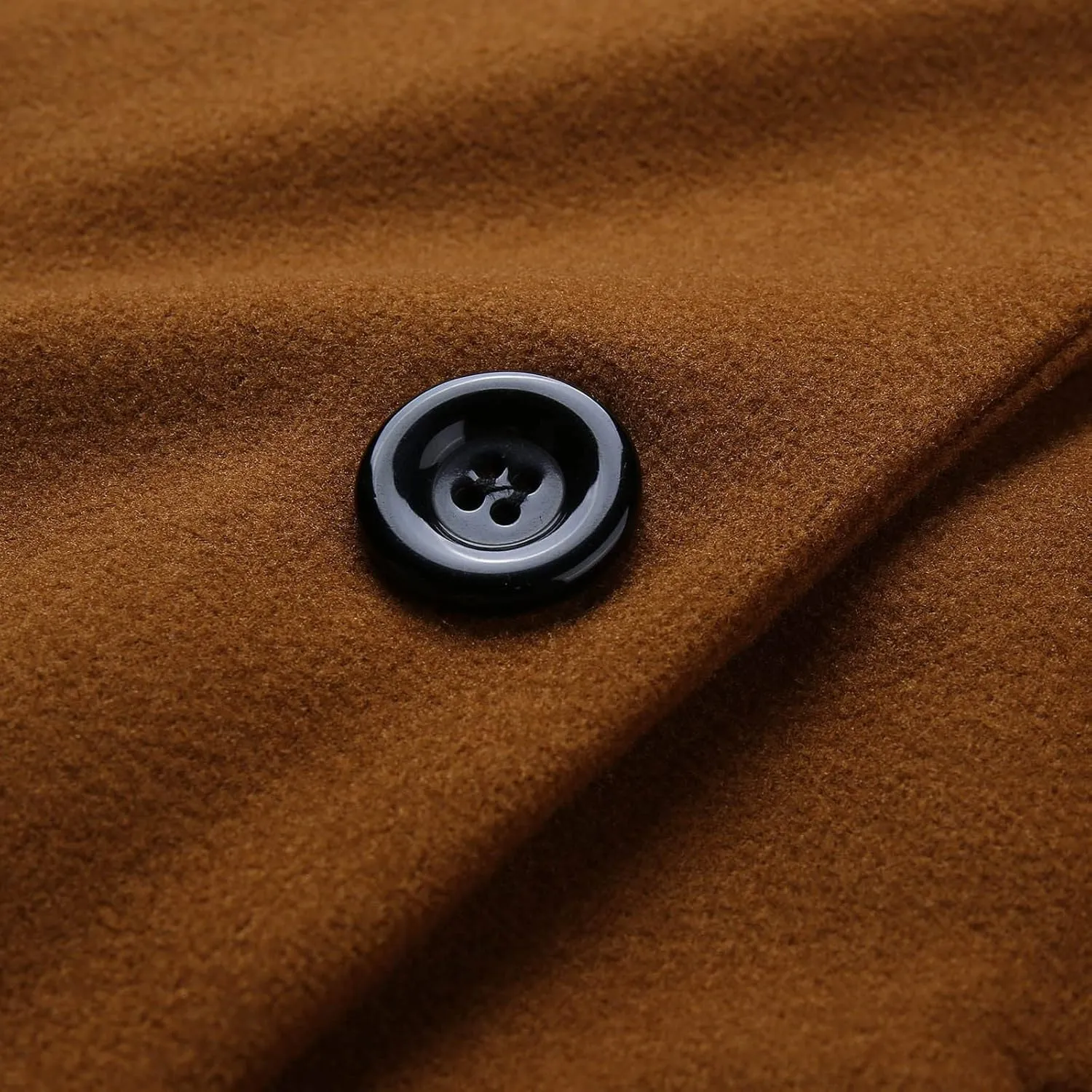 Women's Lapel Collar Wool Pea Coat Long Sleeve Casual Mid-Long Overcoats One Button Business Trench Coat Winter Jacket