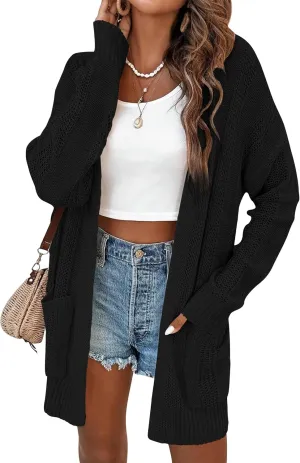 Womens Lightweight Hollow Out Crochet Knit Cardigan Drop Shoulder Loose Cardigan Sweaters