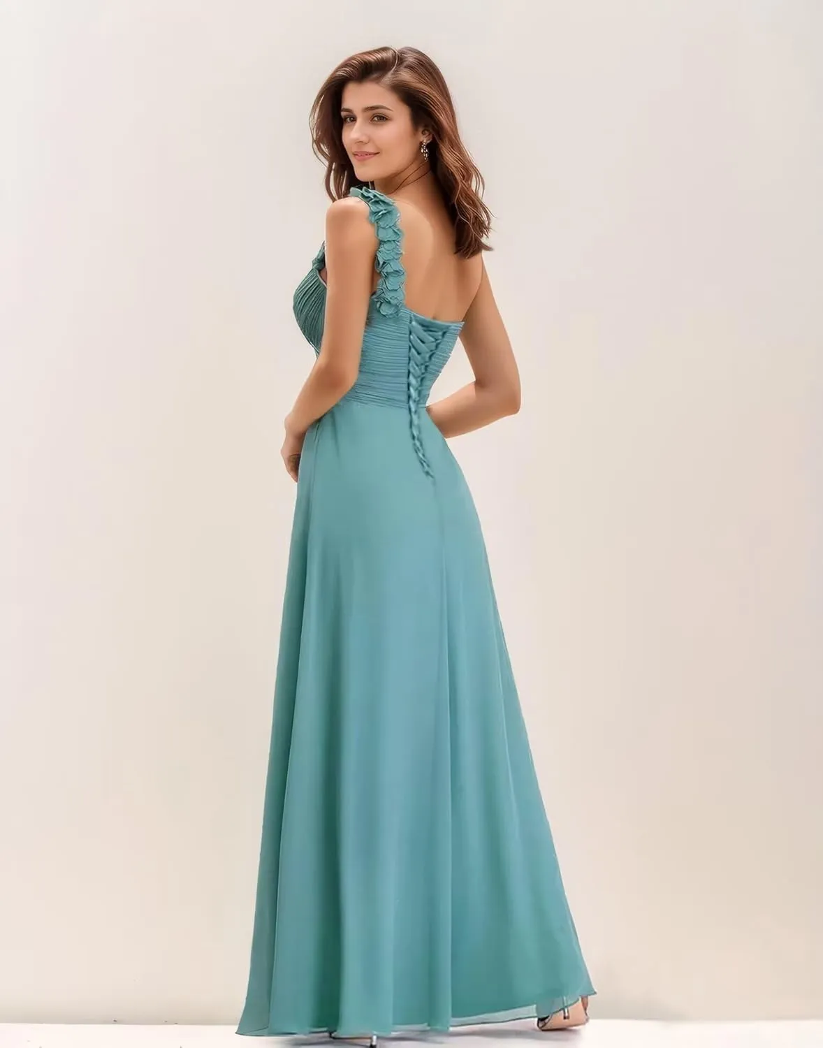 Women's One Shoulder Bridesmaid Dresses A-Line Formal Gowns Sweetheart Chiffon Evening Party Dresses Sleeveless
