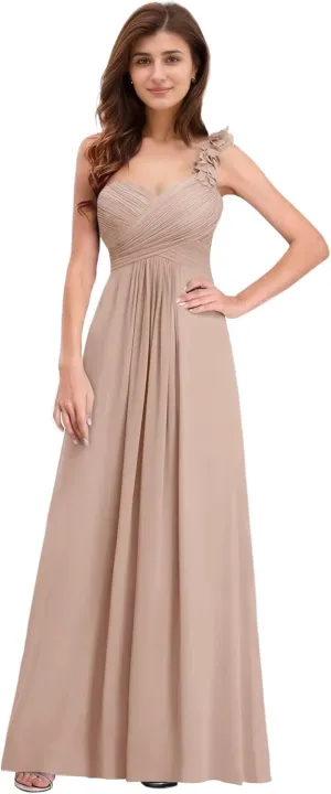 Women's One Shoulder Bridesmaid Dresses A-Line Formal Gowns Sweetheart Chiffon Evening Party Dresses Sleeveless