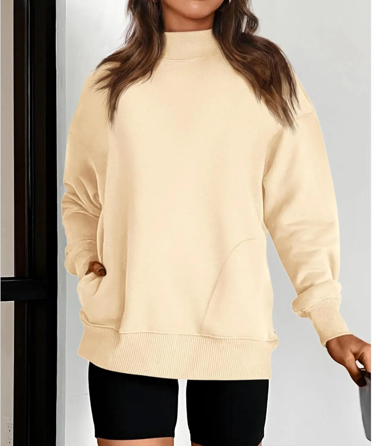 Womens Oversized Sweatshirts Turtleneck Pullover Long Sleeve Sweatshirt Casual Loose Tops Fall Fashion Outfits