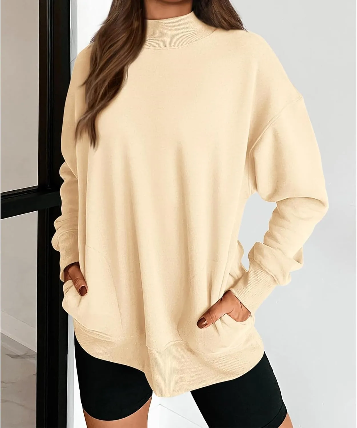 Womens Oversized Sweatshirts Turtleneck Pullover Long Sleeve Sweatshirt Casual Loose Tops Fall Fashion Outfits