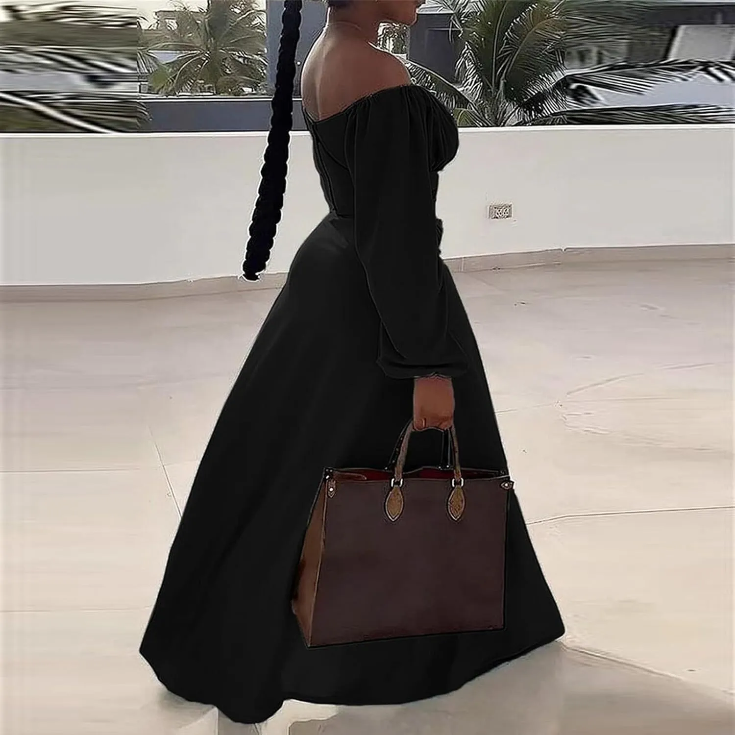 Women's Plus Size Basic Off Shoulder Suit Tube Top Sexy Strapless Side Slit Long Sleeve Two Piece Midi Club Dress
