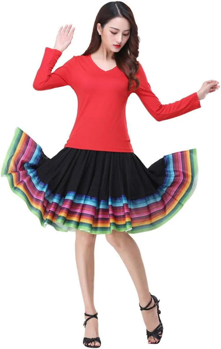 Women's Plus Size High Waisted A Line Pleated Midi Skater Skirt w/Shorts