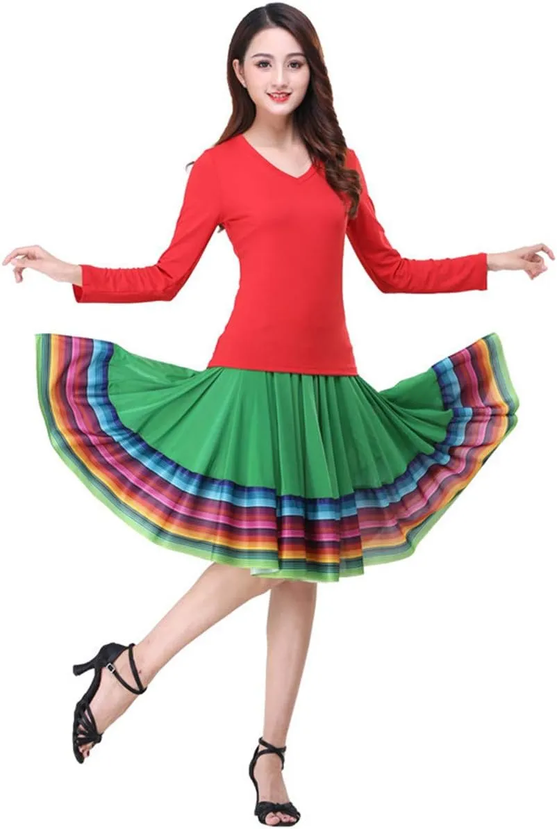 Women's Plus Size High Waisted A Line Pleated Midi Skater Skirt w/Shorts