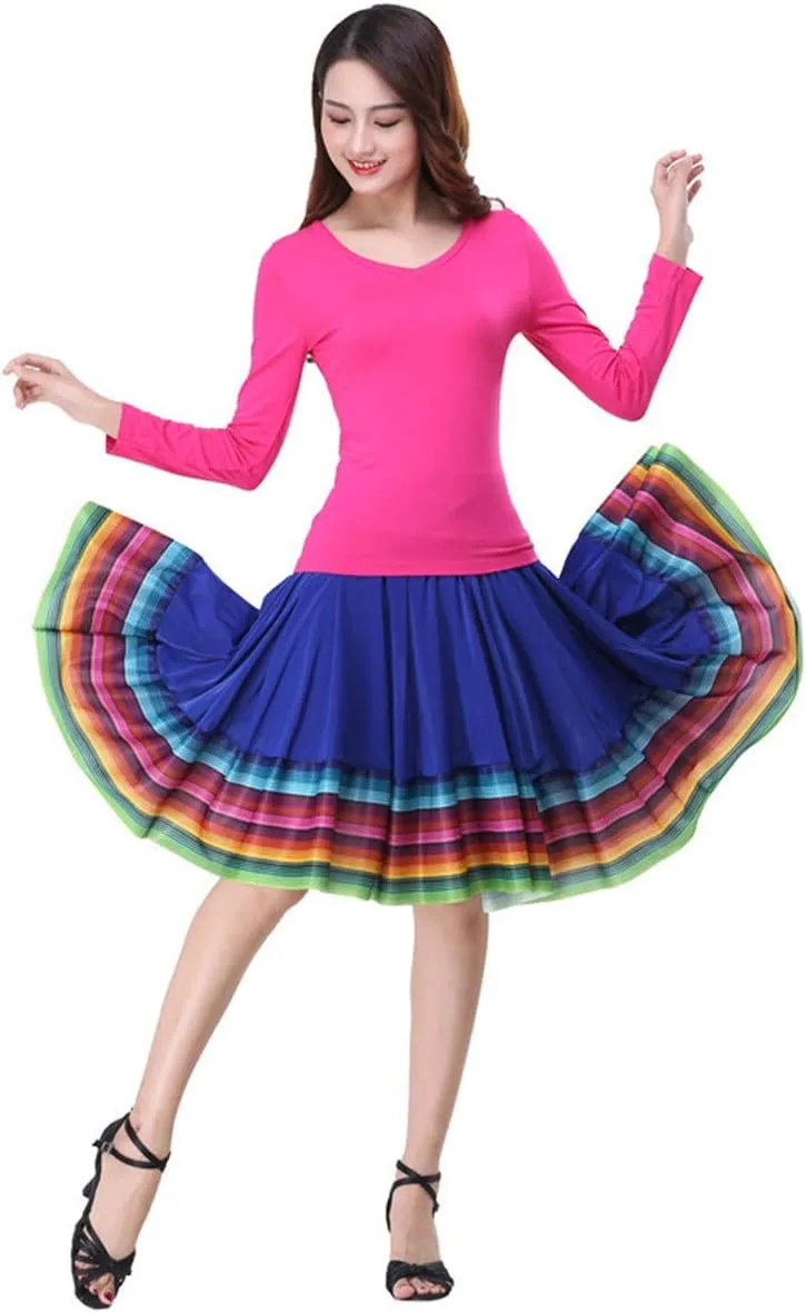 Women's Plus Size High Waisted A Line Pleated Midi Skater Skirt w/Shorts