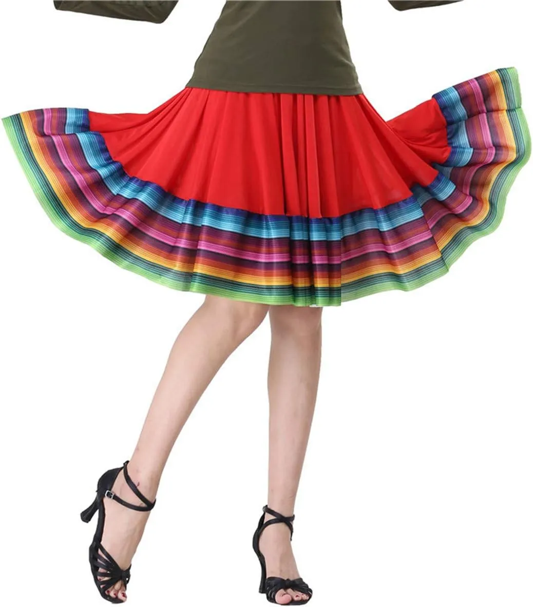 Women's Plus Size High Waisted A Line Pleated Midi Skater Skirt w/Shorts
