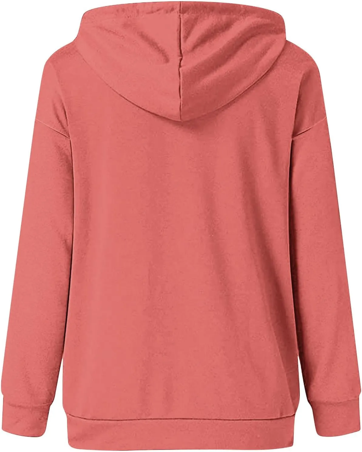 Womens Plus Size Hooded Tops Button-Up Collar Drawstring Hoodies Pullover Casual Solid Long Sleeve Sweatshirts