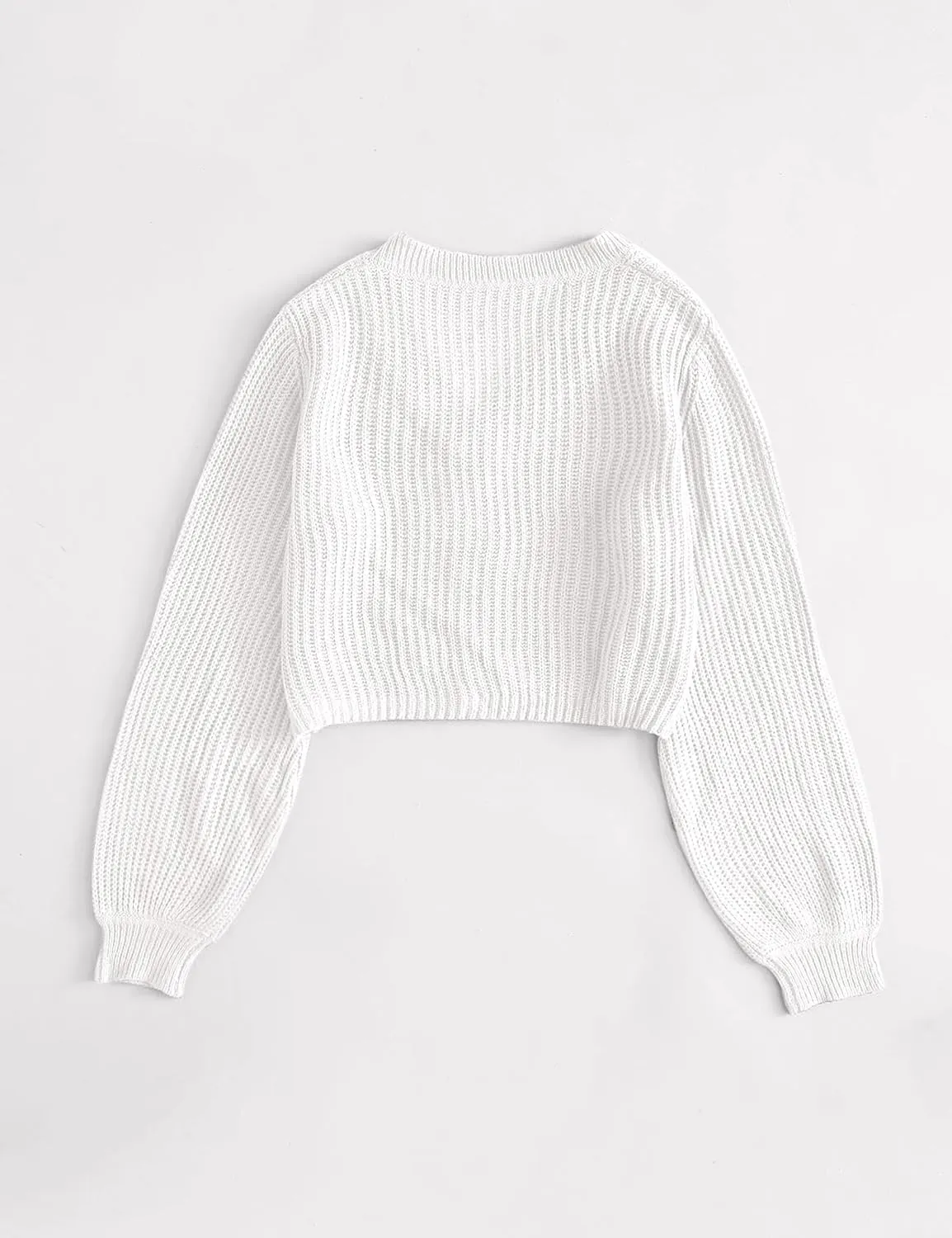Womens Puff Sleeve Cardigan Long Sleeve Open Front Button Down Knit Sweaters