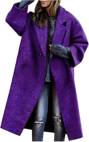 Women's Trench Coat 2024 Fall Winter Trendy Plus Size Overcoat Classic Lapel Open Front Cardigan Wool Outwerar M-4XL