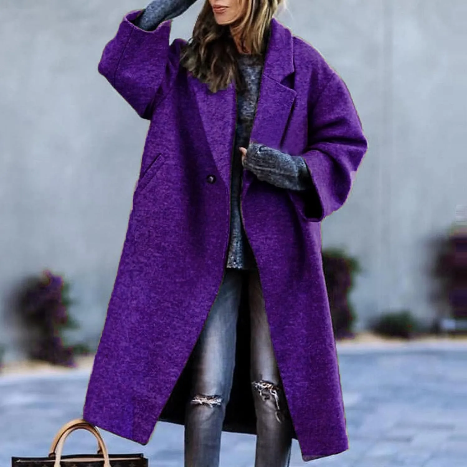Women's Trench Coat 2024 Fall Winter Trendy Plus Size Overcoat Classic Lapel Open Front Cardigan Wool Outwerar M-4XL