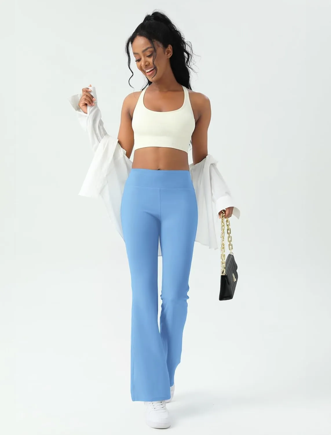 Women's Yoga Pants Bootcut Flare Leggings Flared Bell Bottom Leggings High-Waisted Workout Pants Tummy Control