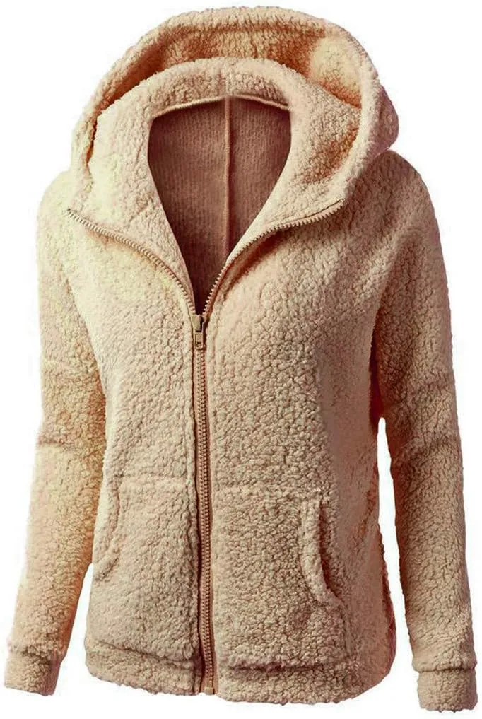 Womens Zip Up Hoodies 2024 Winter Lightweight Fleece Lined Coats Comfy Warm Plus Size Sherpa Jackets with Pockets