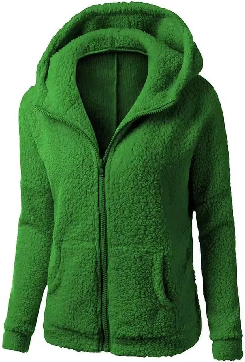 Womens Zip Up Hoodies 2024 Winter Lightweight Fleece Lined Coats Comfy Warm Plus Size Sherpa Jackets with Pockets
