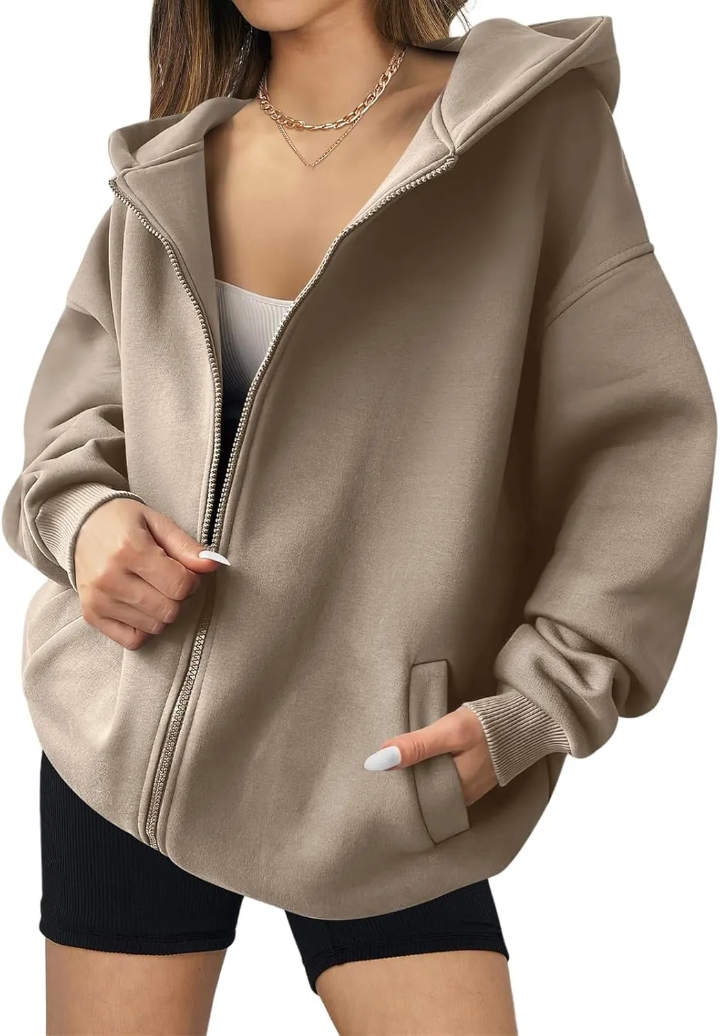 Womens Zip Up Hoodies Oversized Hooded Sweatshirt Casual Long Sleeve Jackets Coat Workout Tops Y2K Outfits