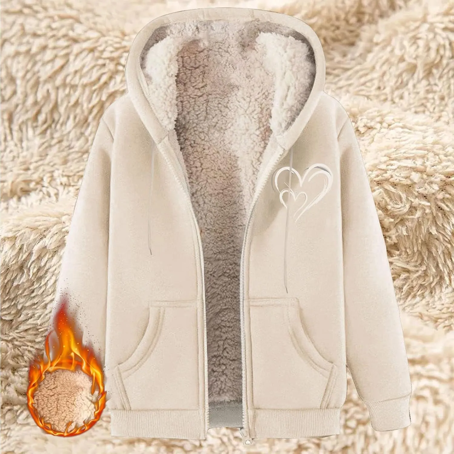 Womens Zip Up Hoodies Winter lightweight Fleece Lined Coats Comfy Warm Plus Size Sherpa Sweatshirt with Pockets