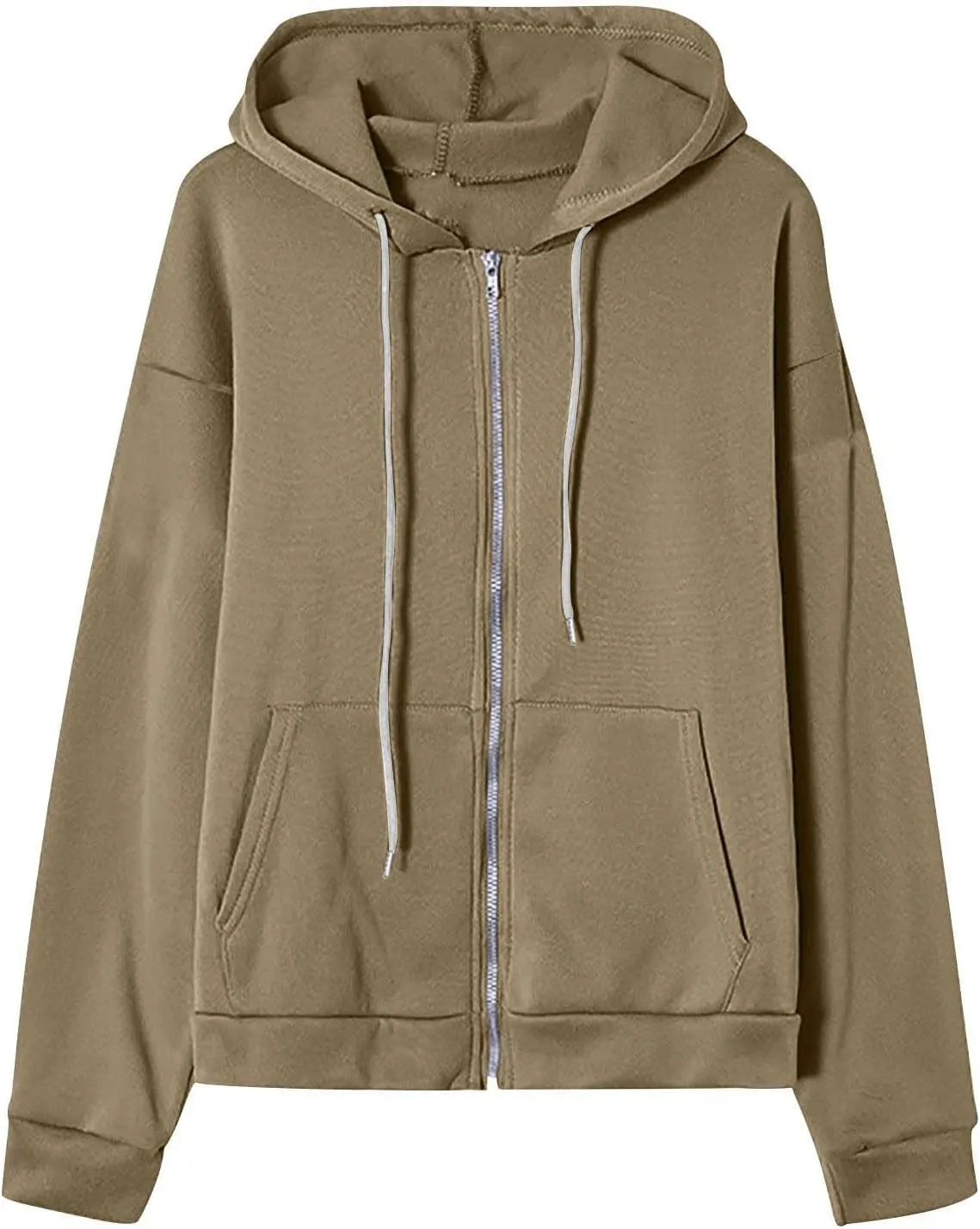 Womens Zip Up y2k Hoodies Fall Fashion Oversized Long Sleeve Hooded Sweatshirt Casual Lightweight Jacket With Pockets