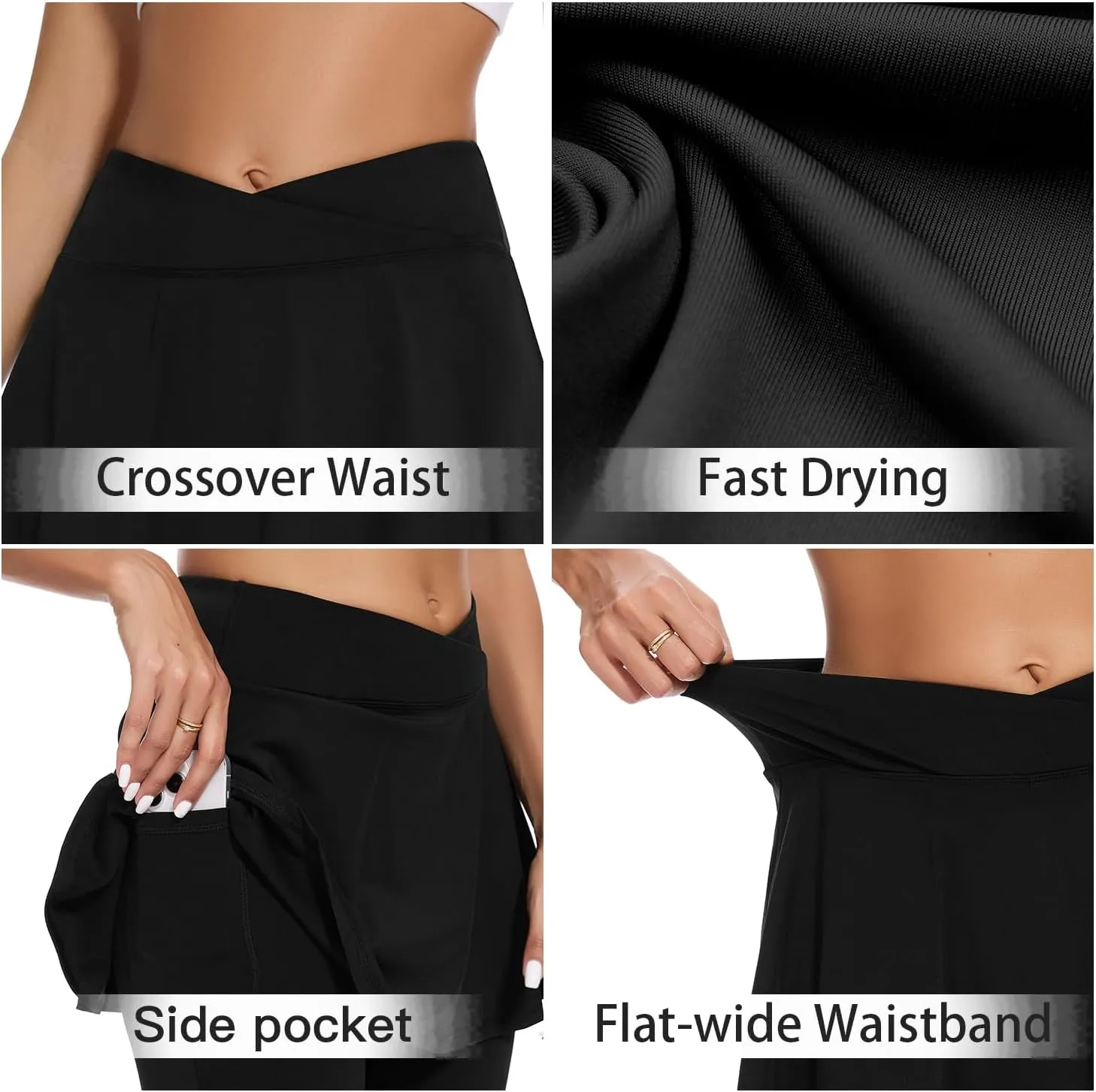 WOWENY Skirted Leggings for Women with Pockets Tennis Athletic Skort Golf Ruffle Skirt with Leggings Pickleball Outfits