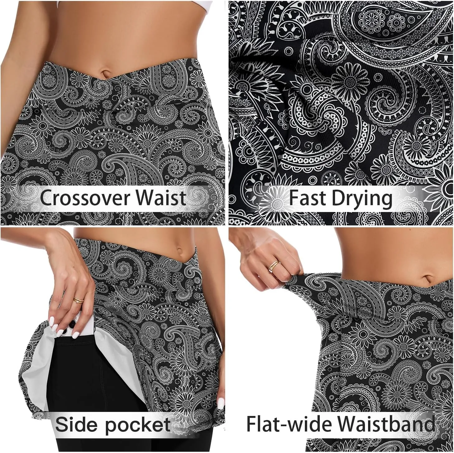 WOWENY Skirted Leggings for Women with Pockets Tennis Athletic Skort Golf Ruffle Skirt with Leggings Pickleball Outfits