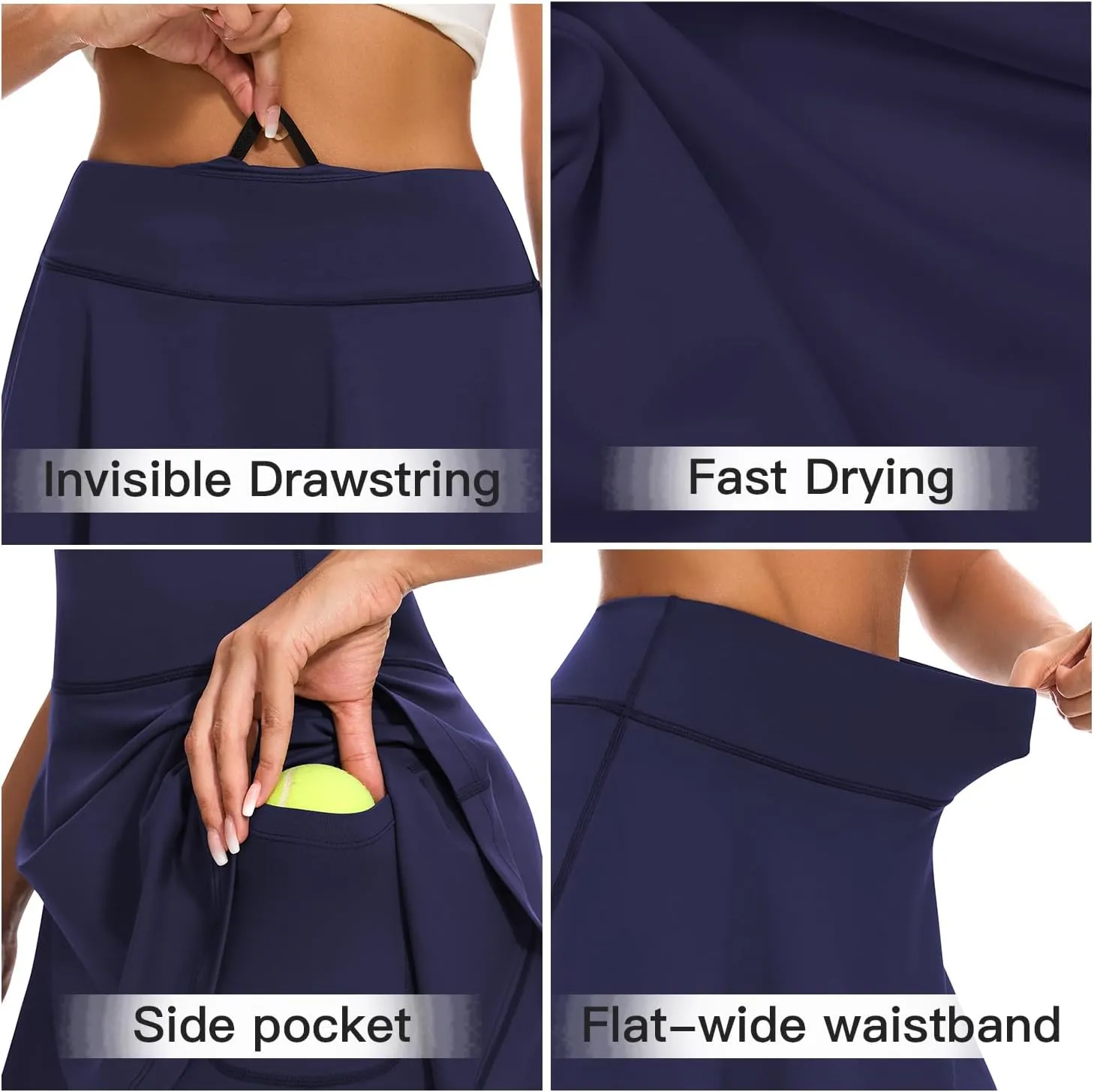 WOWENY Women Tennis Skirted Leggings with Pockets Athletic Ruffle Skirt with Leggings Golf Skort Pickleball Clothing