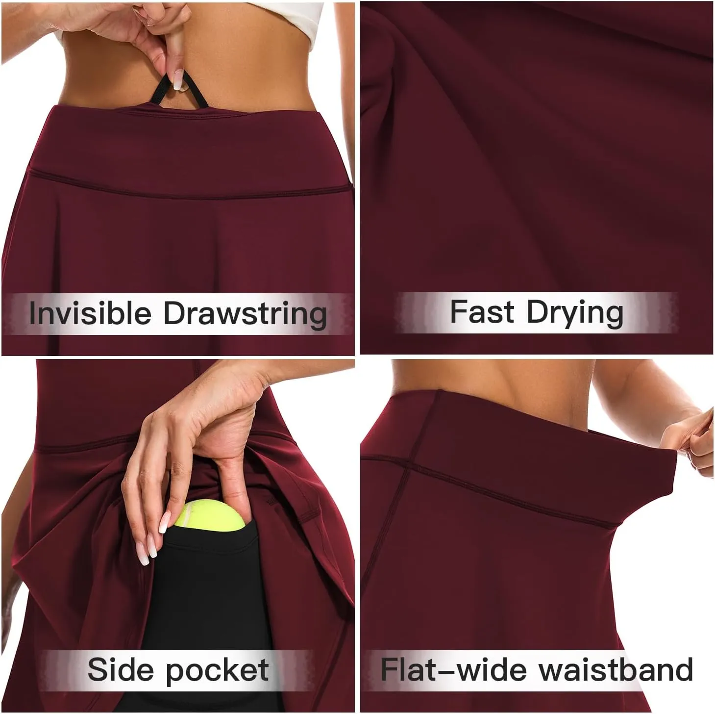 WOWENY Women Tennis Skirted Leggings with Pockets Athletic Ruffle Skirt with Leggings Golf Skort Pickleball Clothing