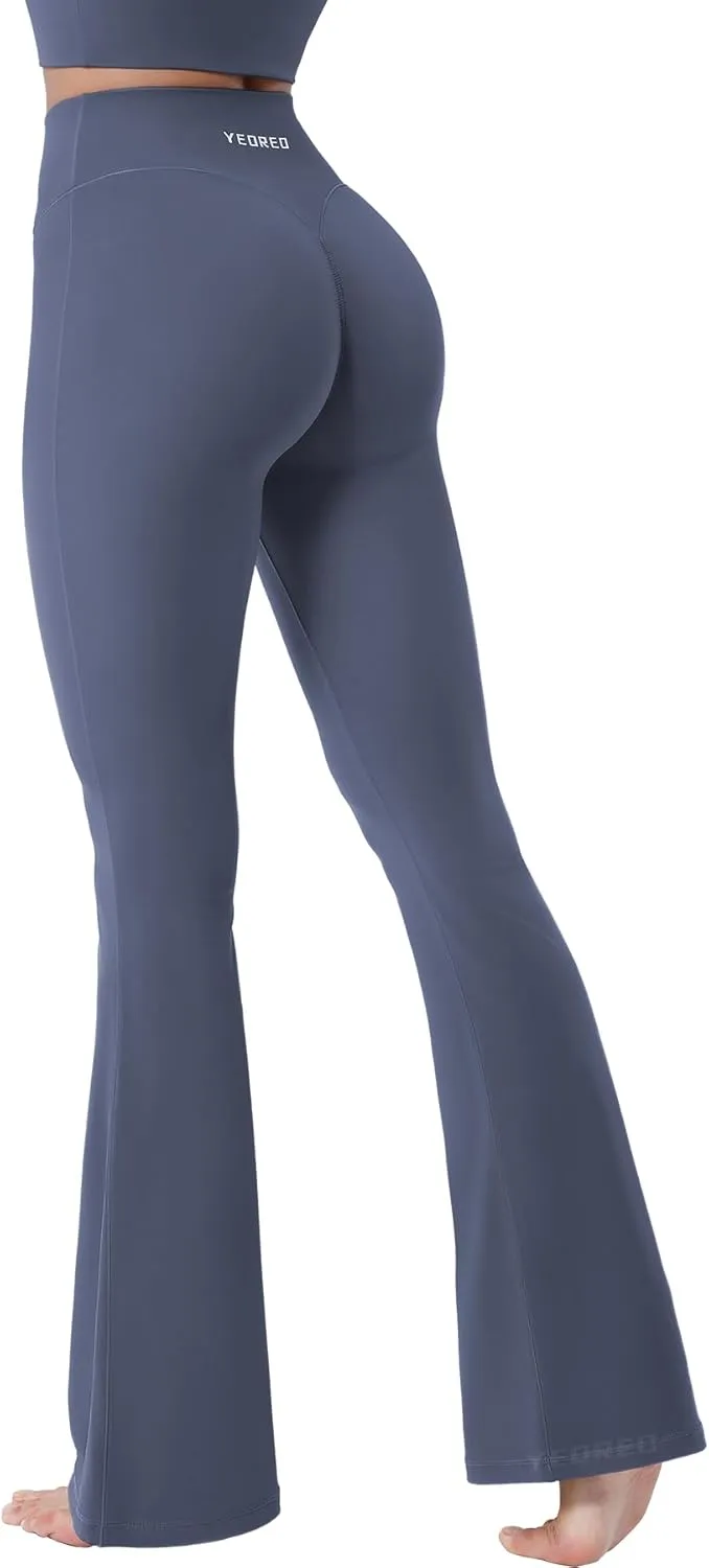 YEOREO Baverly Workout Flare Leggings for Women, 32" Hidden Scrunch Gym Yoga Pants High Waisted Casual Leggings