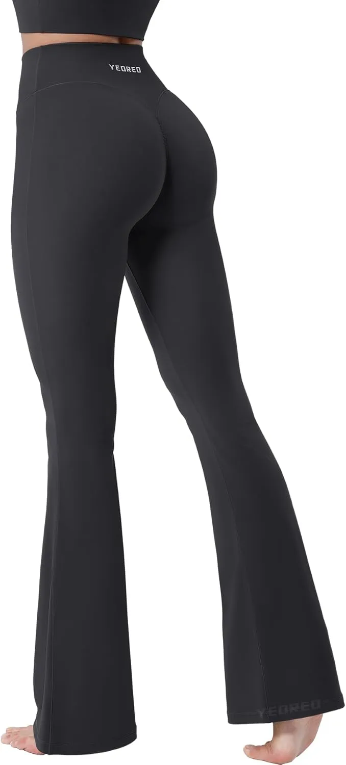 YEOREO Baverly Workout Flare Leggings for Women, 32" Hidden Scrunch Gym Yoga Pants High Waisted Casual Leggings