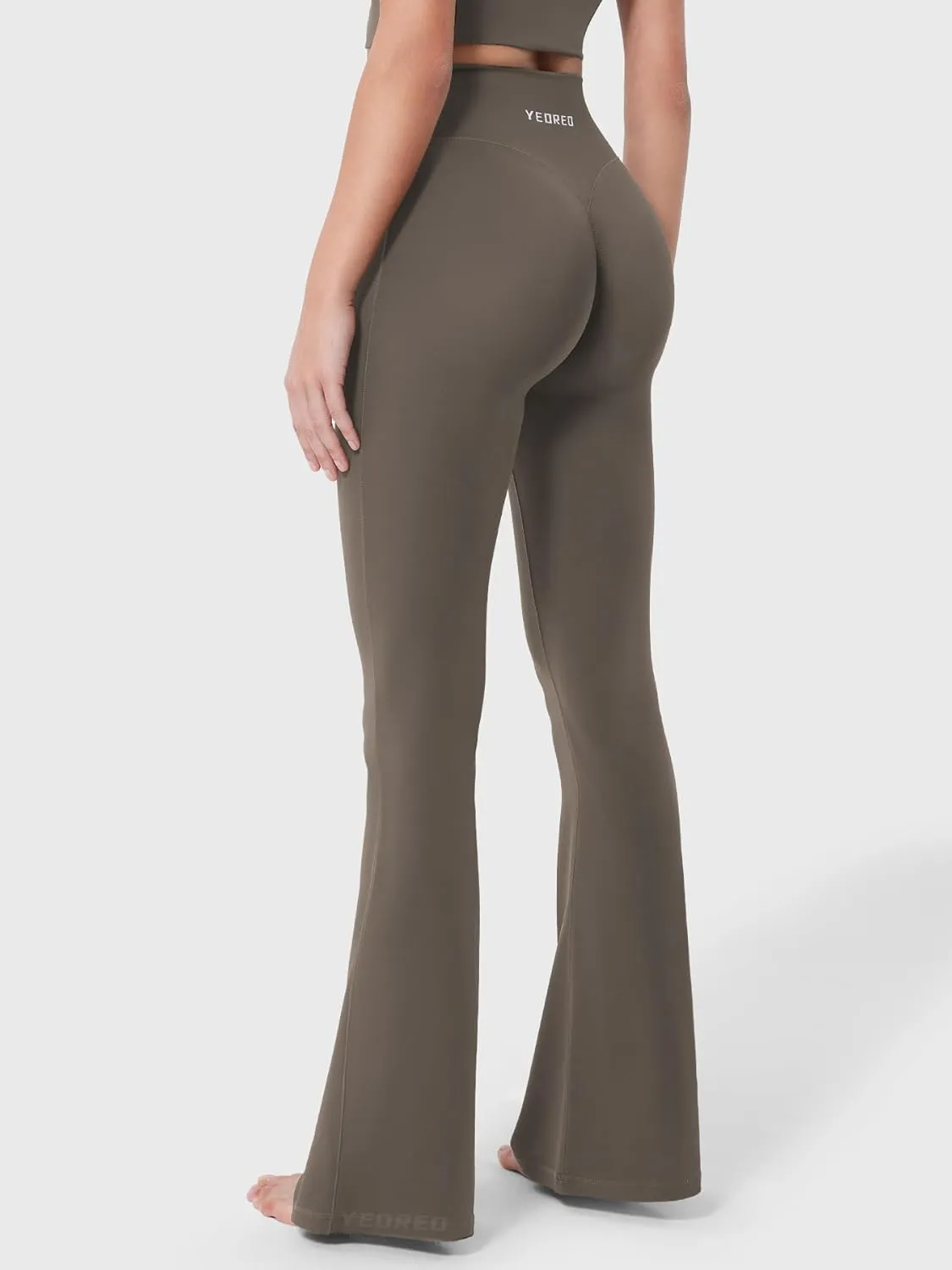 YEOREO Baverly Workout Flare Leggings for Women, 32" Hidden Scrunch Gym Yoga Pants High Waisted Casual Leggings