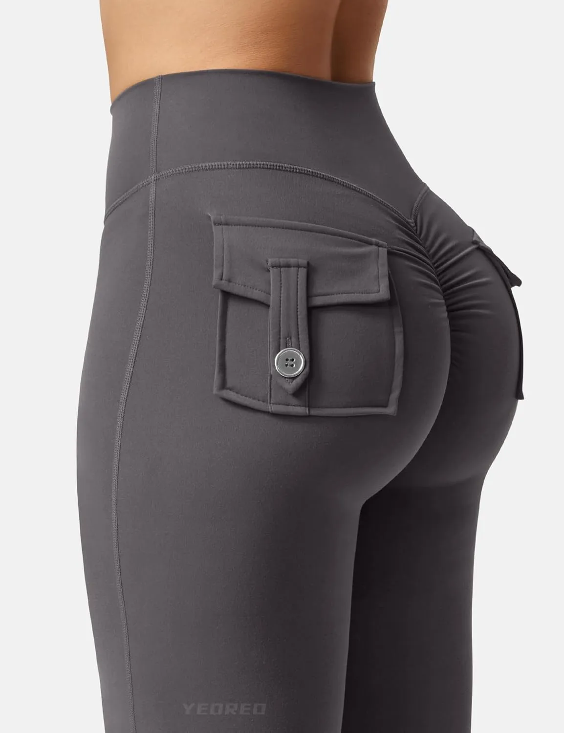 YEOREO CoreFlex Flare Leggings with Pockets for Women Scrunch Workout Leggings Butt Lifting Gym Yoga Pants
