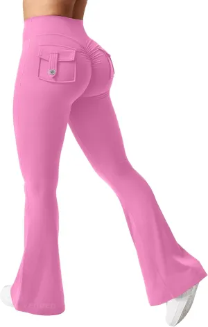 YEOREO CoreFlex Flare Leggings with Pockets for Women Scrunch Workout Leggings Butt Lifting Gym Yoga Pants